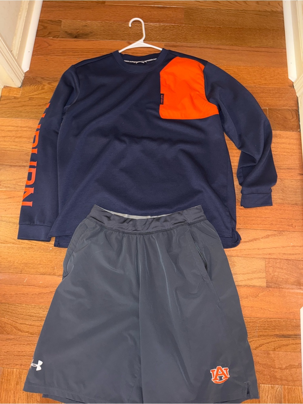 AUBURN BASEBALL Under Armour Navy Athletic Shorts with Gray Waistband
